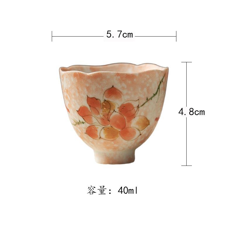

2pc/lot Hand-painted Magnolia Teacup Luxury Tea Bowl Cute Cup Tea-tasting Personal Cup Jianzhan Master Cups Drinkware Craft 40ml As Your Choose