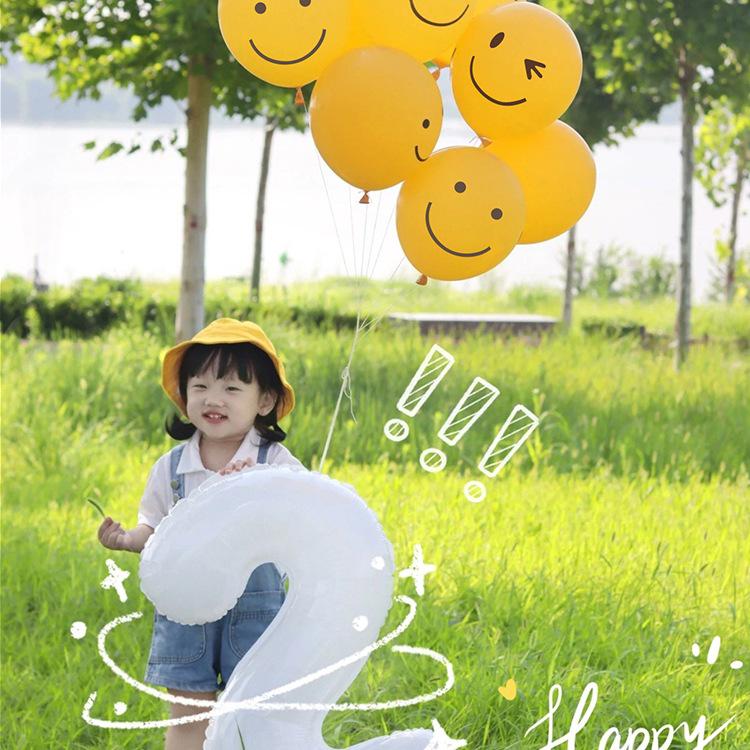 2nd Birthday Smiley Face Number Balloons for Kids - Outdoor Decoration & Photo Props (Boys & Girls)