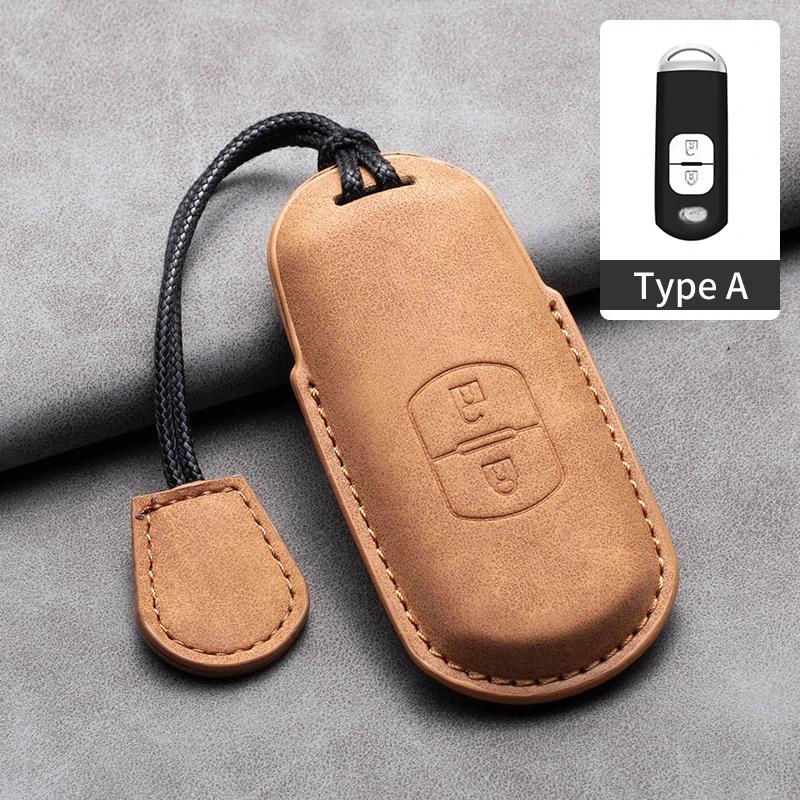 2/3 Buttons Leather Car Key Case Cover for Mazda 2 3 5 6 GH GJ Axela Atenza CX-5 CX5 CX-3 CX-7 CX8 CX-9 2016 2017 2018 CX 2020