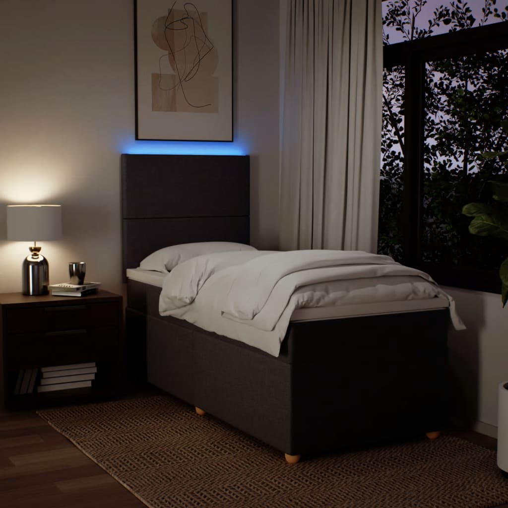 Box Spring Bed with Mattress Dark Brown 100x200 cm Fabric