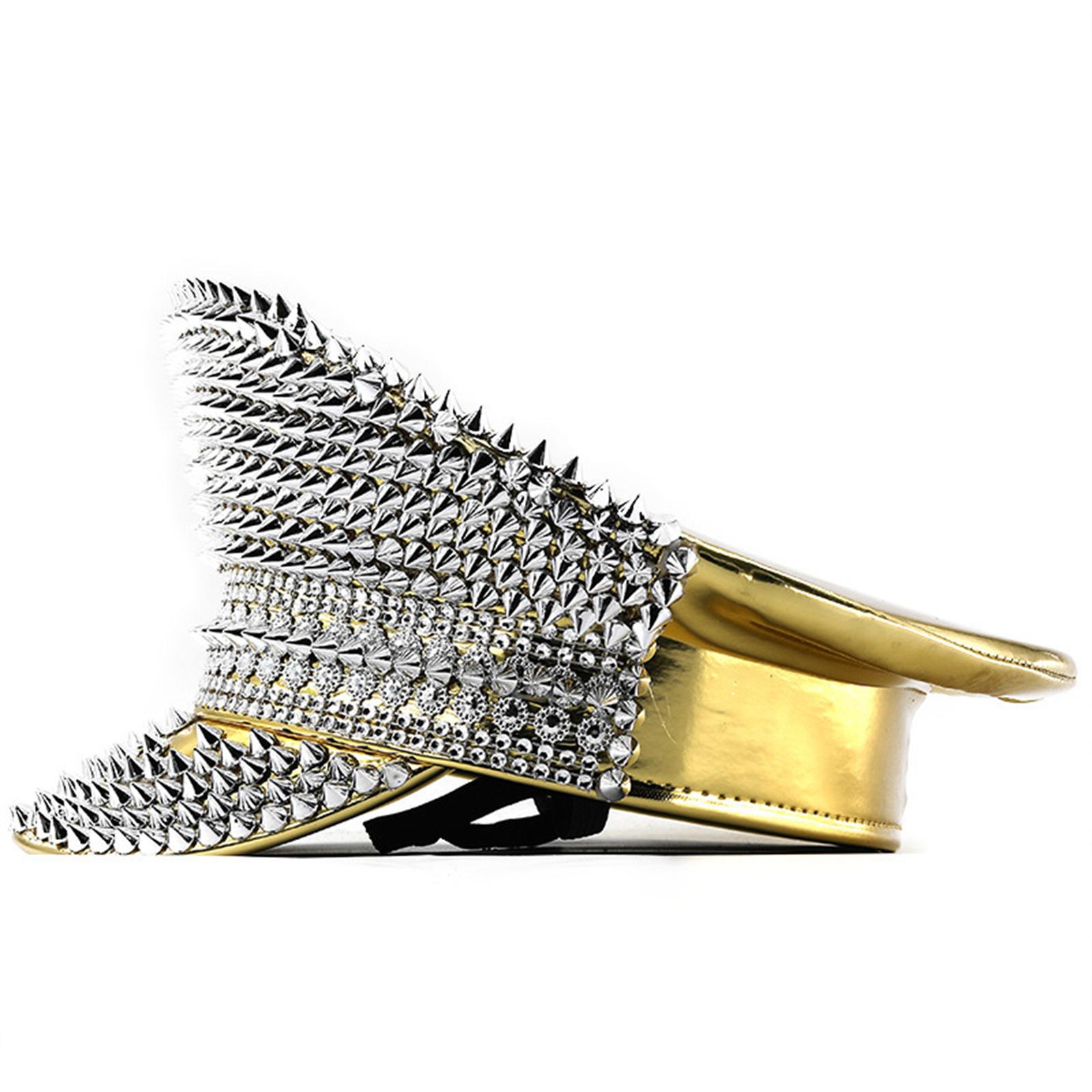 

Fashionable Rhinestone Rivet Studded Marine Cap for Women Teens with Sparkling Design for Theme Parties and Festival A