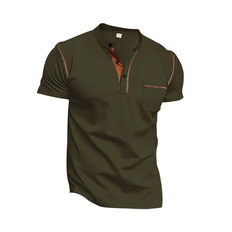 European and American Men's Short-sleeved T-shirt, Summer Youth Sports and Leisure Quick-drying Stand-up Collar Pearl Cotton Polo Shirt