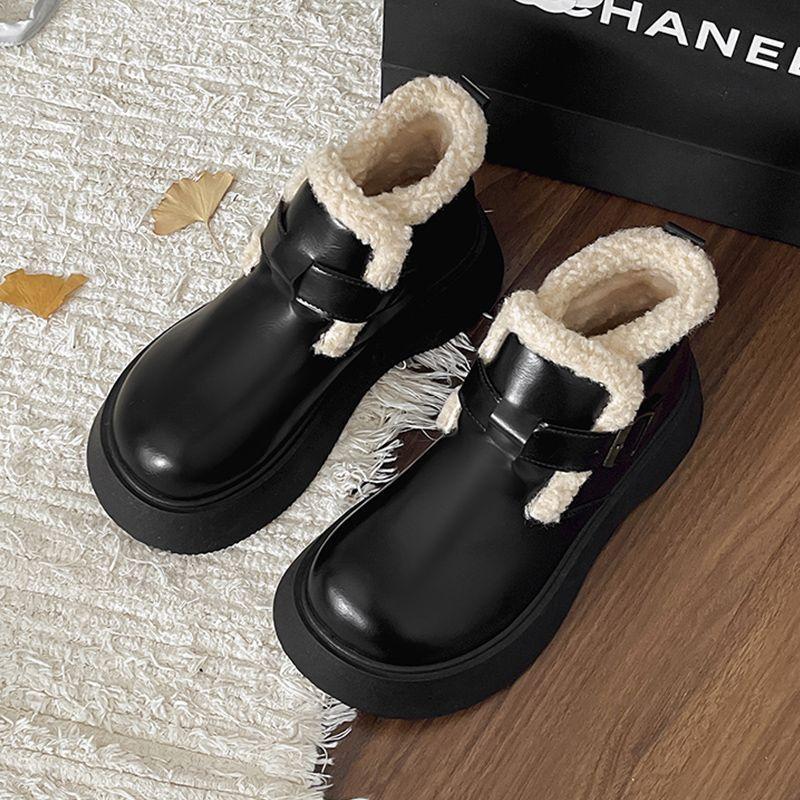 Women's Soft Sole Winter Warm Fur One Snow Boots Padded Lined Ankle Boots Anti-slip Hiking Casual Sports Cotton Boots Martin Boots