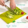 Planches à découper de cuisine, set de 4 planches à découper en plastique, grandes planches à découper de cuisine avec support de rangement, lavables au lave-vaisselle (quatre couleurs), 1 jeu