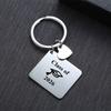 2026 Graduation Gifts Keychain Rectangle ID Tag Keychain Stainless Steel Key Ring for Women Men Collar Accessories Gift
