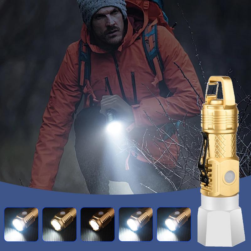 Handheld Flashlights Waterproof Handheld Flashlight Portable Camping Torch Adjustable Waterproof Flashlight with Hook For