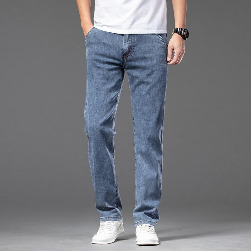 Men's Thin Jeans Loose Straight Casual Pants Summer Youth Business Large Size Trousers