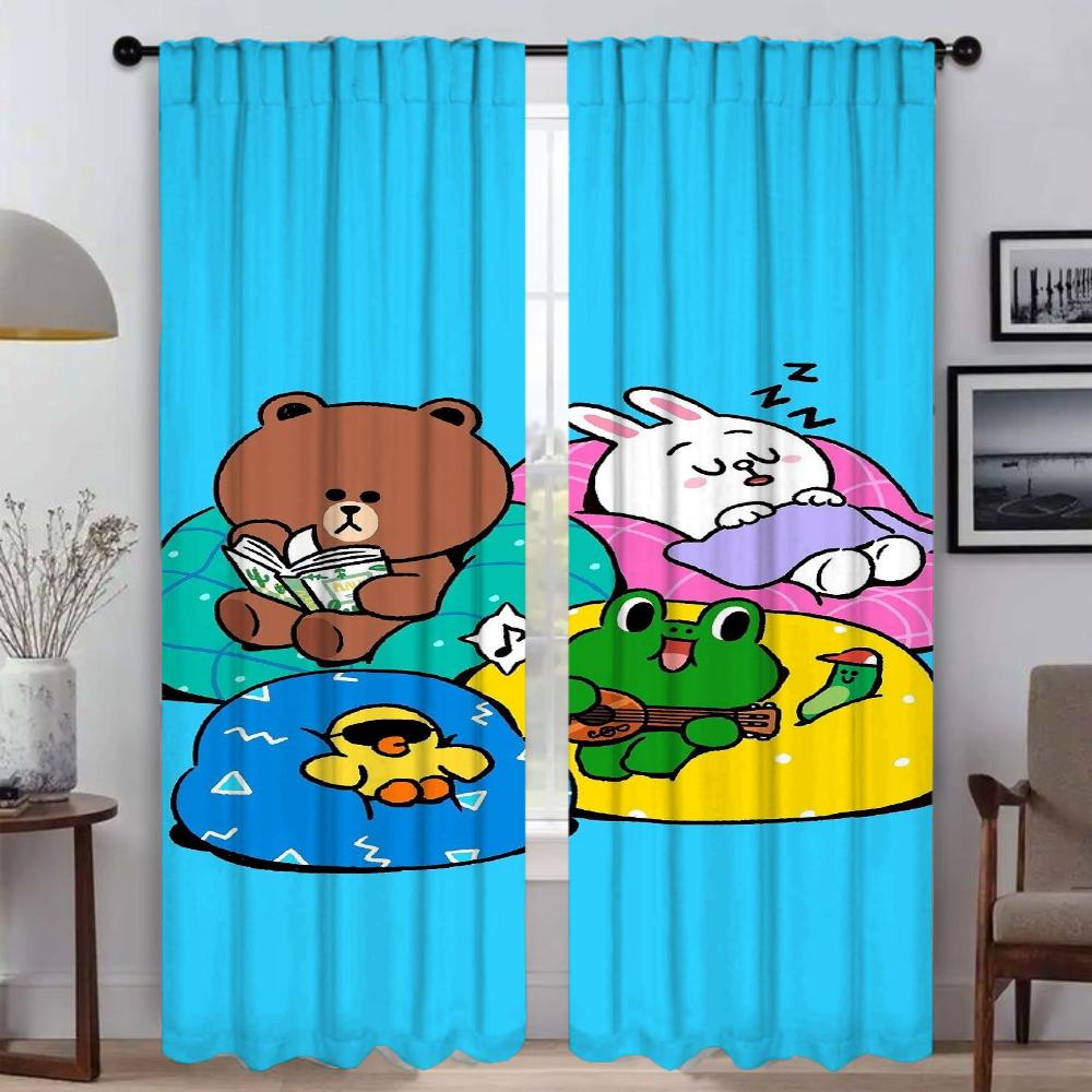Elegant Room Curtains for Living Room L-LINE Partition Home Interior Curtains 2 Pieces Halloween Decoration Window Curtain Child