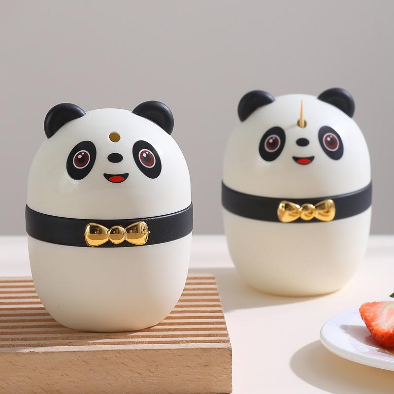 Household cartoon panda toothpick box press type automatic pop-up light luxury plastic toothpick jar hotel toothpick holder