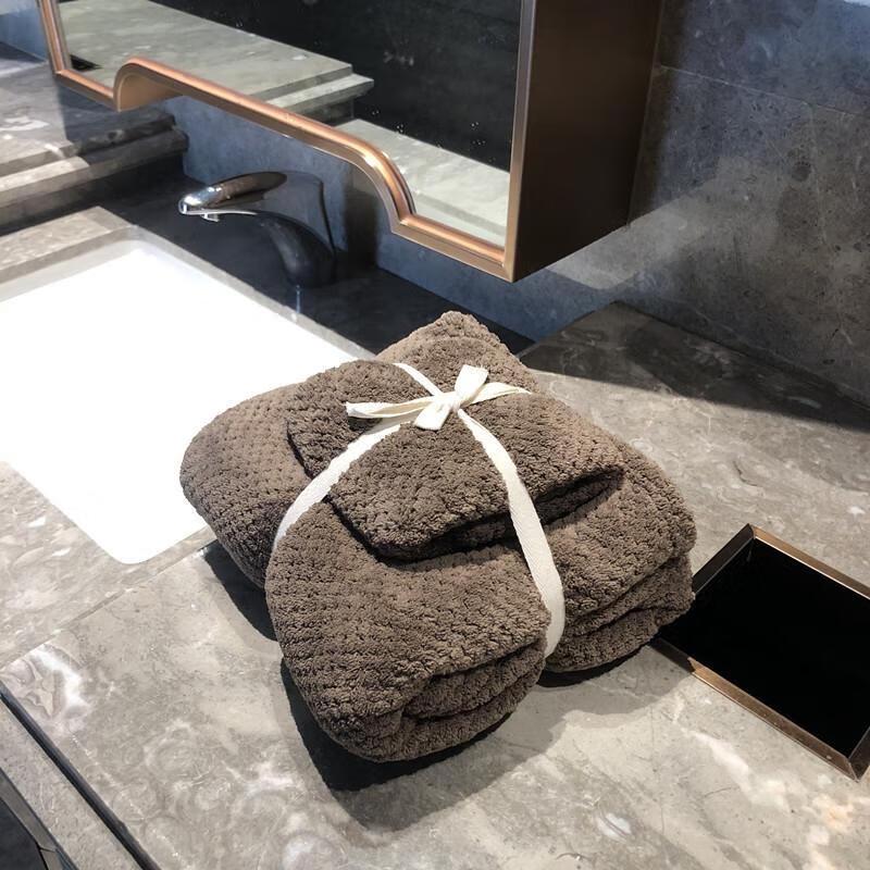 

SEE KEAN Coral Fleece Pineapple Grid Towel & Bath Towel Set 35x75cm Hand Towel + 70x140cm Bath Towel