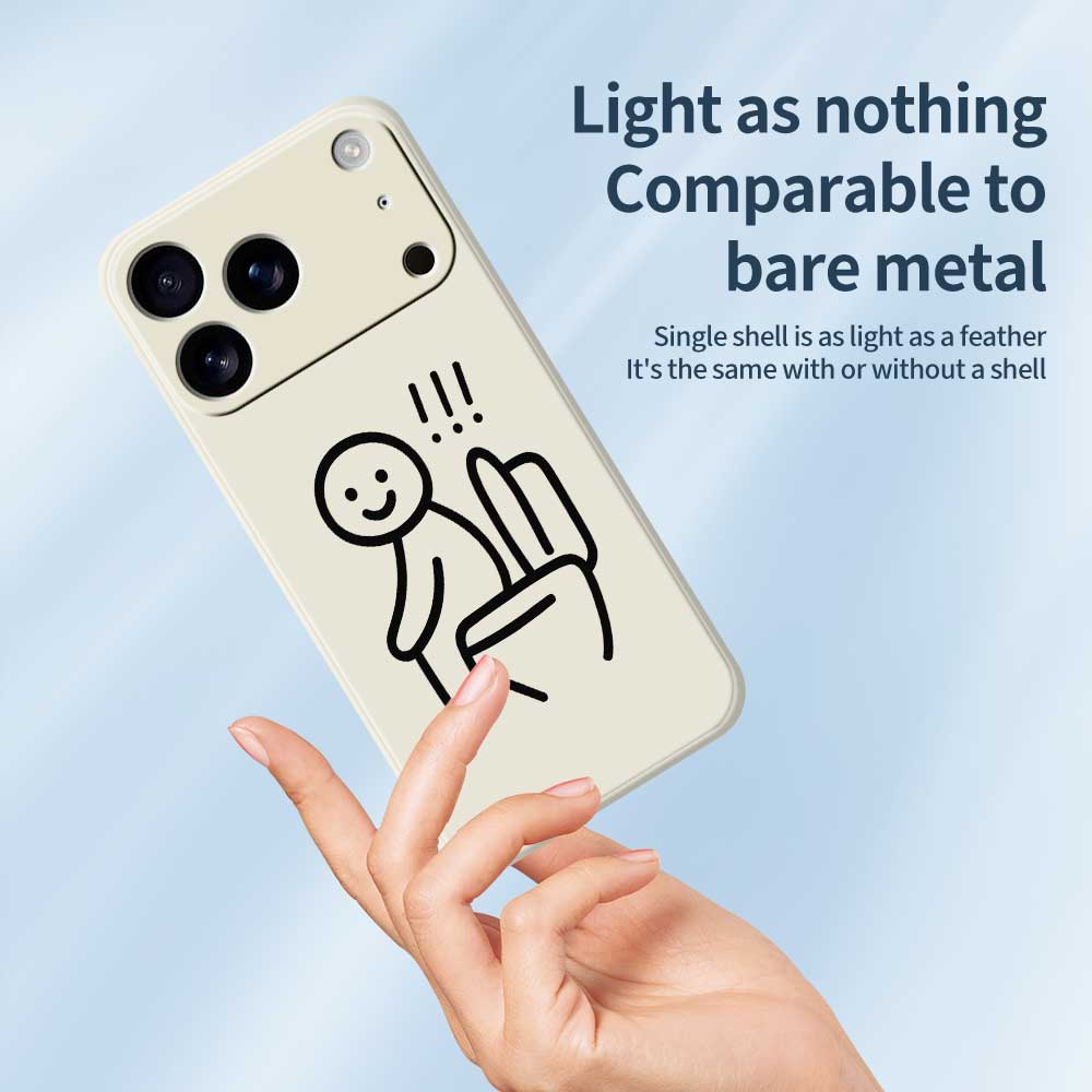 For iPhone 17 Pro Max Case Stickman Toilet Pattern Printing Straight Edge TPU Phone Back Cover