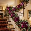 Plush White Trim Christmas Velvet Bow Delicate Xmas Bow-knot Ornament  Gift Wrapping