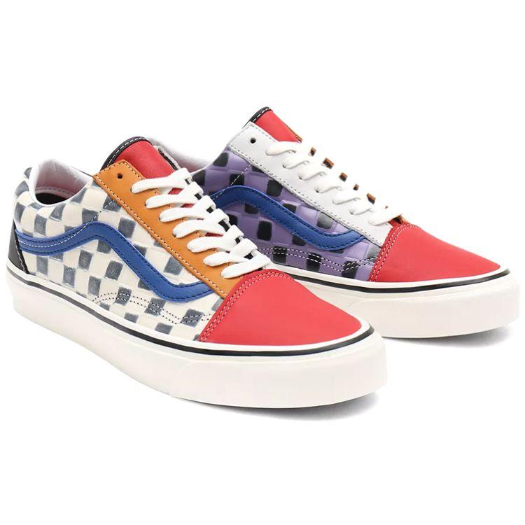 Vans Old Skool Series Synthetic Leather Anaheim Casual Low-Top Skate Shoes Unisex Sneaker Purple Red White VN0A54F39XM