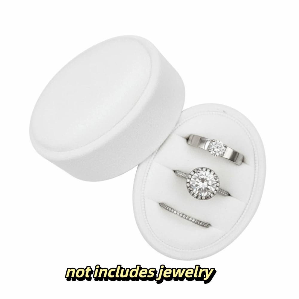 

Oval Shape Velvet Ring Box Velvet Material Jewelry Organizer Box Three Ring Box Proposal White 3 Slot