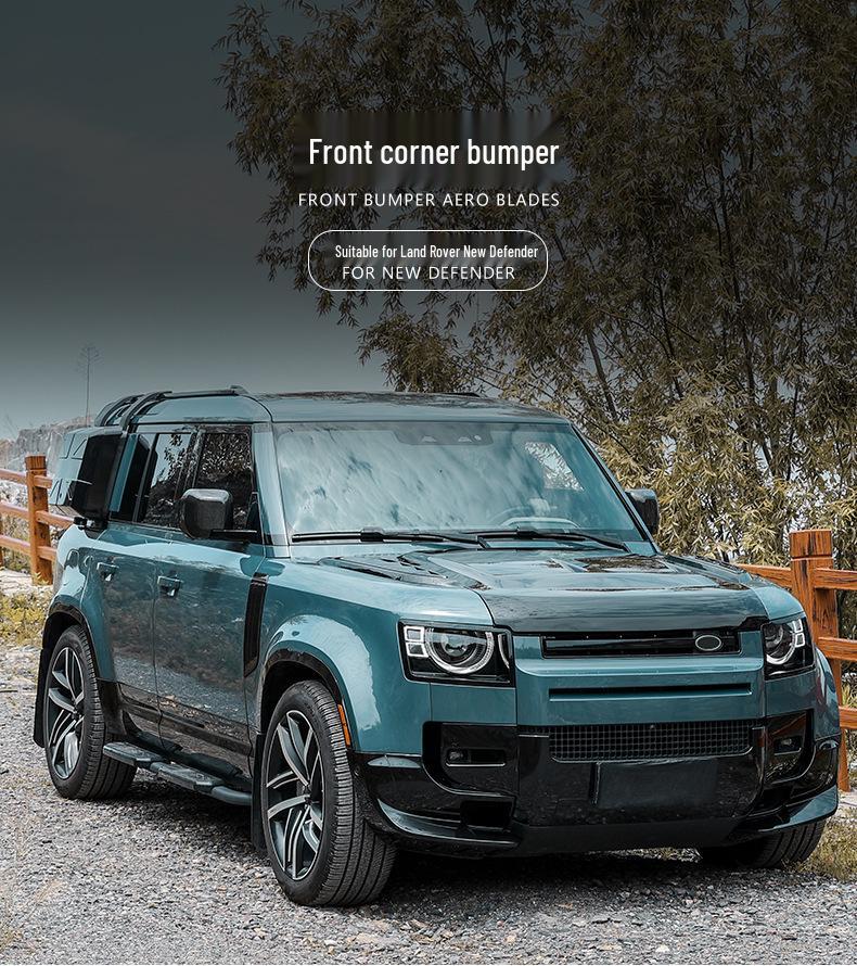 Land Rover New Defender Front Bumper Aerodynamic Kit: Lip, Corner Covers, & Fins