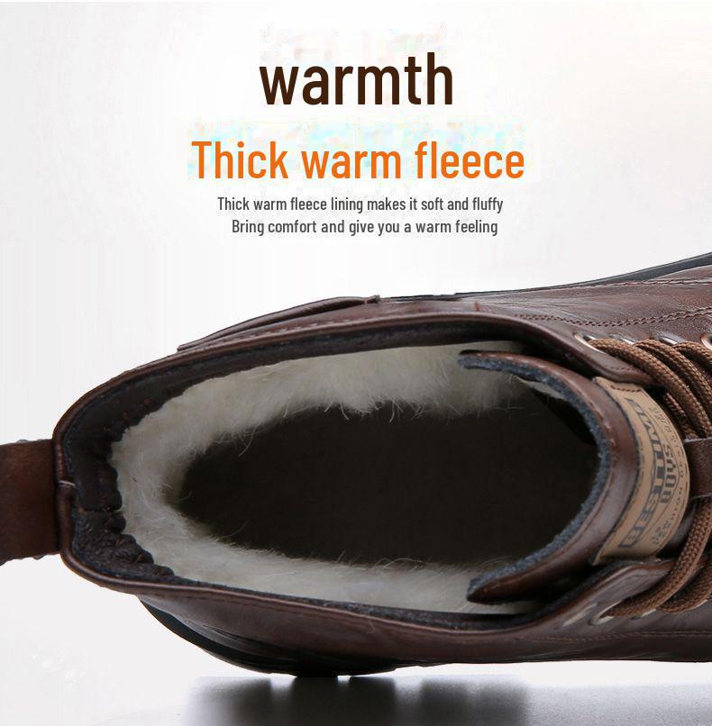 Men's Genuine Leather Martin Boots: High-Top Winter Business Casual with Wool Lining