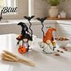 Spooky Halloween Garden Statue Gnome Figurine Small Resin Dwarf Table Decoration Pumpkin Decoration Bat Skull for Tiered Tray Tabletop Home Decor