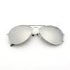 Men Retro Pilot Sunglasses Silver Big Frame Oversized Metal UV400 Reflective Lens Trendy Driving Shades for Male