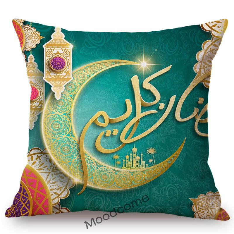 Eid Mubarak Ramadan Decoration Islamic Moon Moslem Muslim Art Home Decorative Sofa Throw Pillow Case Cotton Linen Cushion Cover