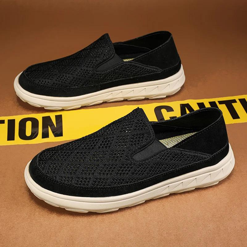 2024 Mesh Shoes Men Fashion High Quality Luxury Comfortable Loafers Casual Driving Boat Shoes Summer Breathable Outdoor Sneakers