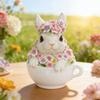 New Resin Statue Ornament Teacup Wreath Rabbit Ornament Home Desktop Garden Garden Decoration