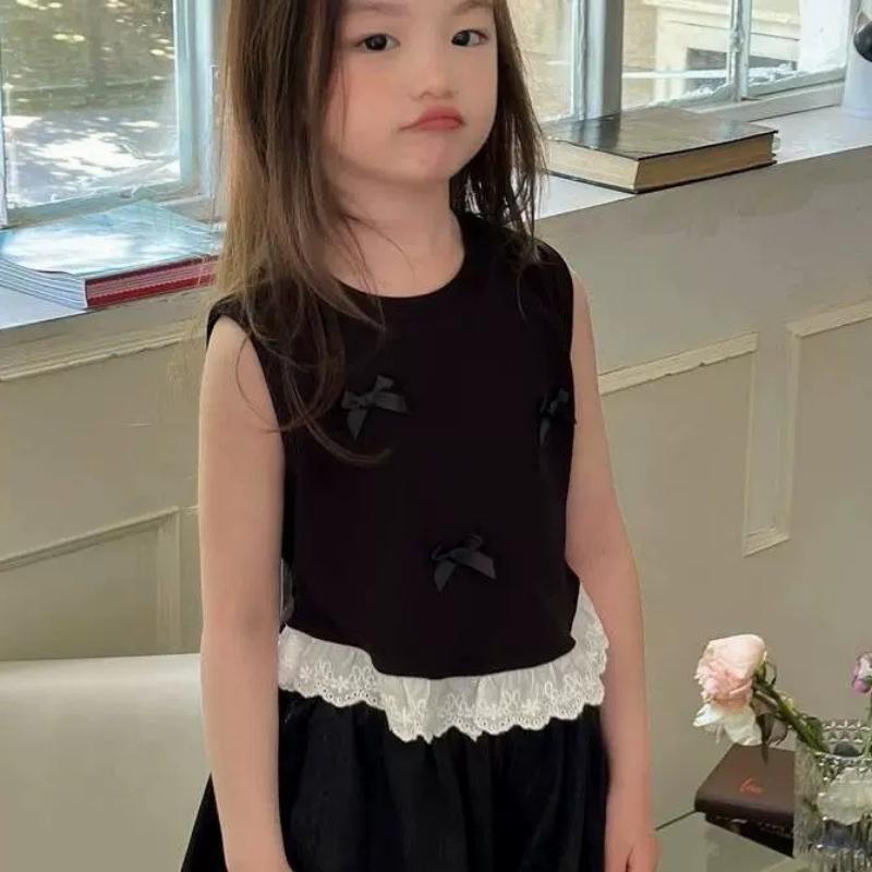 

Жилет с бантом для девочек, летняя детская футболка без рукавов 110cm