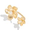 Exaggerated Style Imitation Pearl Flower Finger Ring, Fashionable Texture Metal Butterfly Open Ring