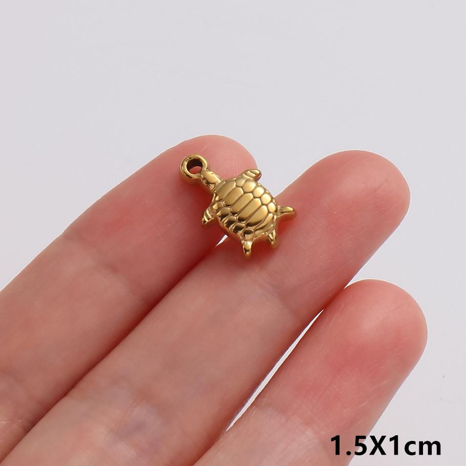 5pcs/Lot Gold Color Exquisite Sea Animal Charm Shell Tortoise Stainless Steel Pendants For Jewelry Making Supplies Beach Pendant