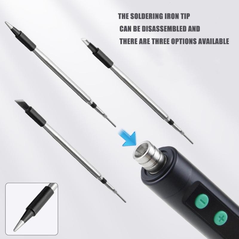 Rechargeable Cordless Soldering Iron With Accuracy Temperature Adjustment Quick Heat Up Interchangeable Tip Safe Overheat Protections Portable For DIY