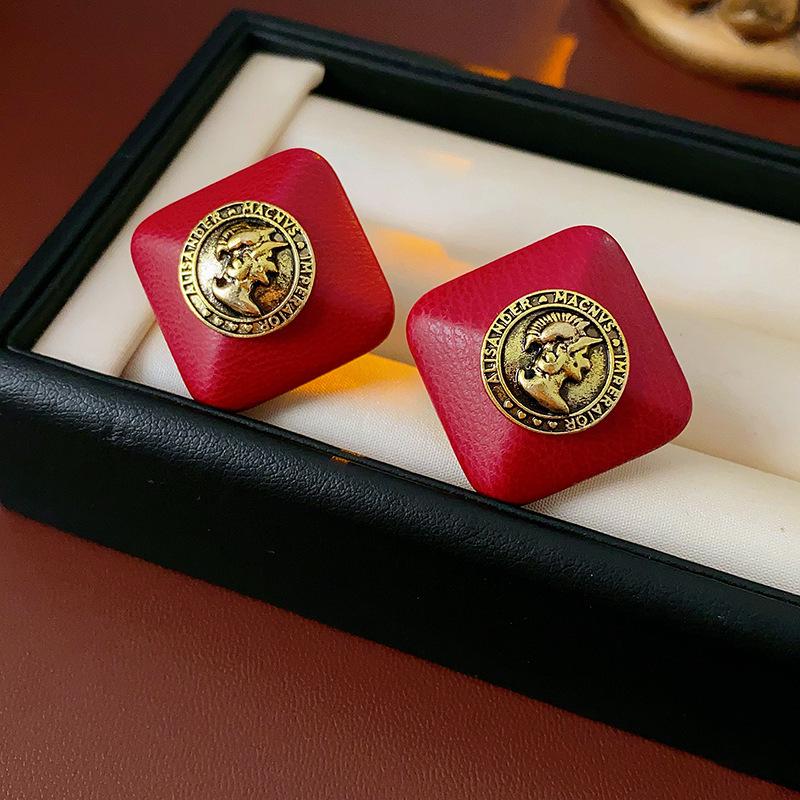 

Вінтажні срібні геометричні сережки-підвіски у формі ромба - Ретро прикраси в придворному стилі для жінок