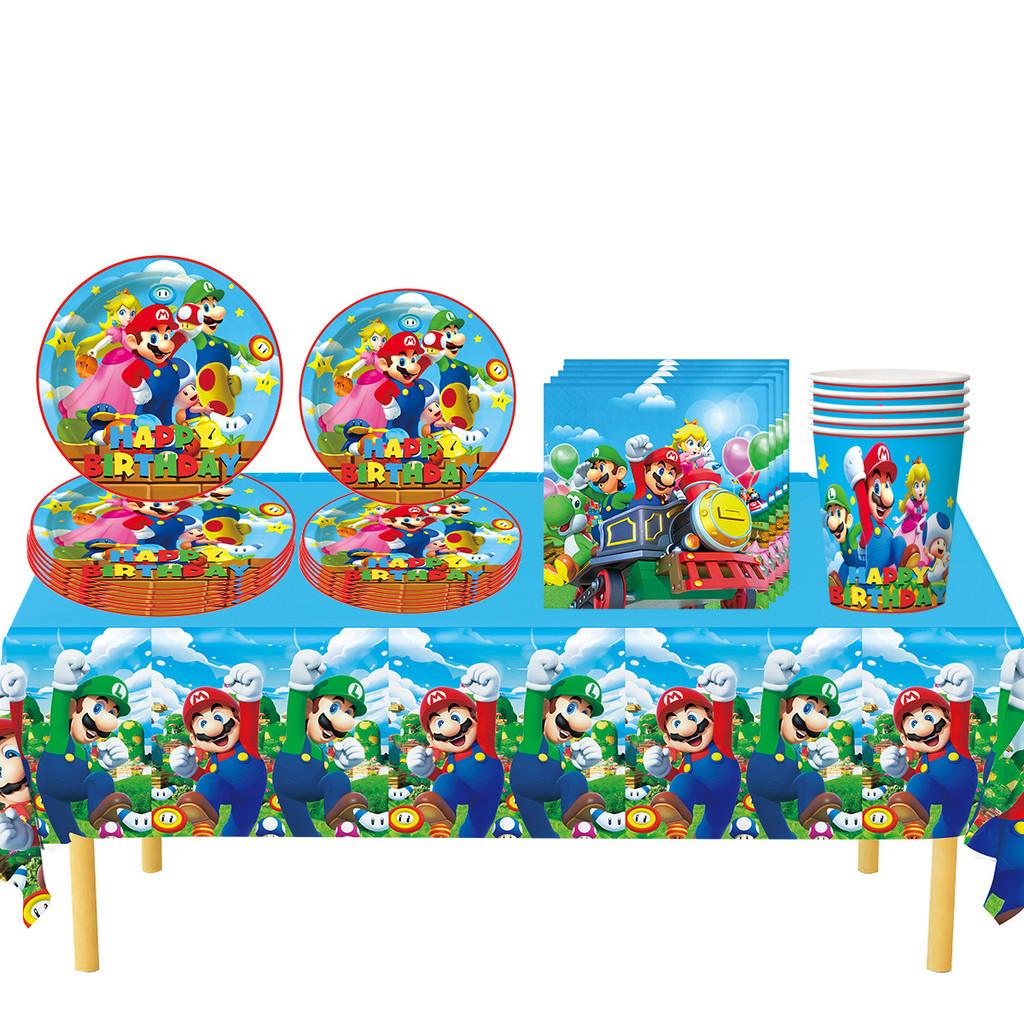 Super Mario Vaisselle de Fête d'Anniversaire Décorations Assiettes en Papier Nappe Set Pour Fournitures de Fête pour Enfants