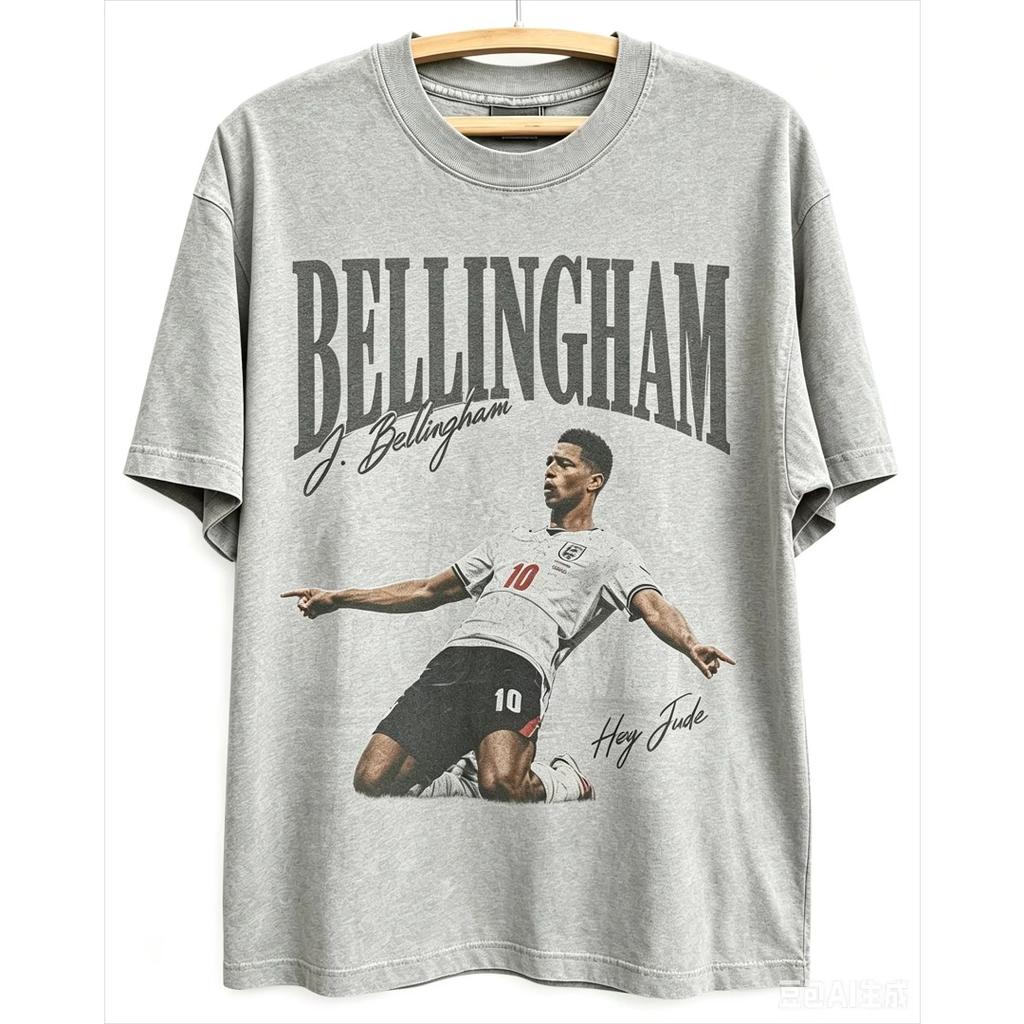 Vintage Jude Bellingham Graphic T Shirt Men Soft Pure Cotton Oversized Short Sleeve England Football Star Short Sleeve Female Male Clothing