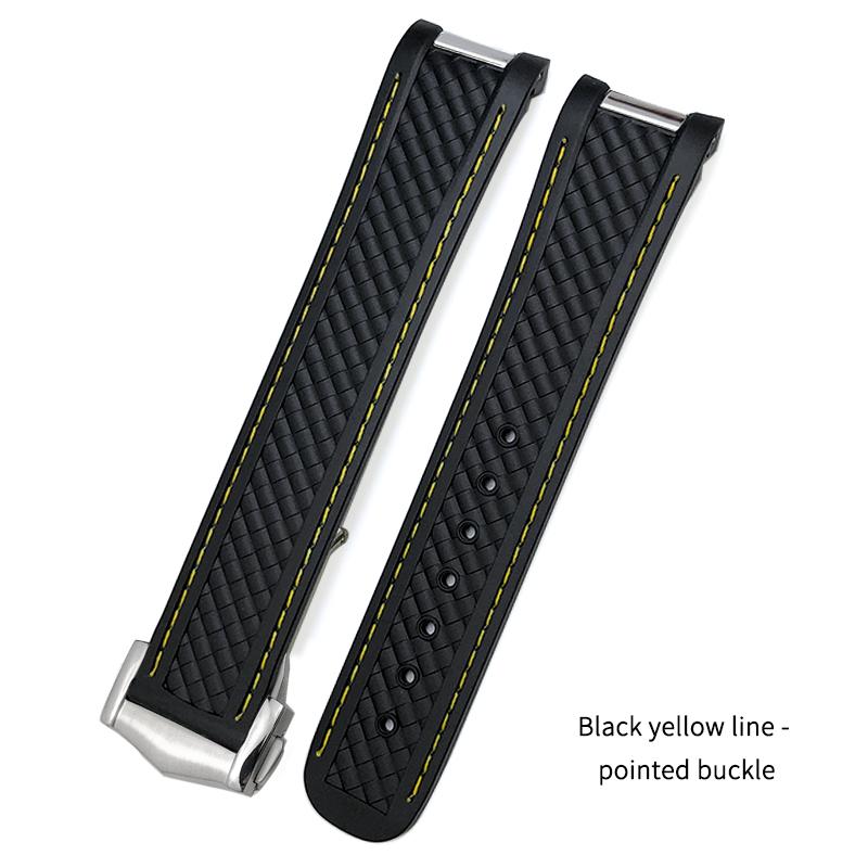 New Curved End Soft Watchband for Omega Aqua Terra 150 18mm 19mm 20mm Black Green Yellow Colorful Rubber Silicone Watch Strap