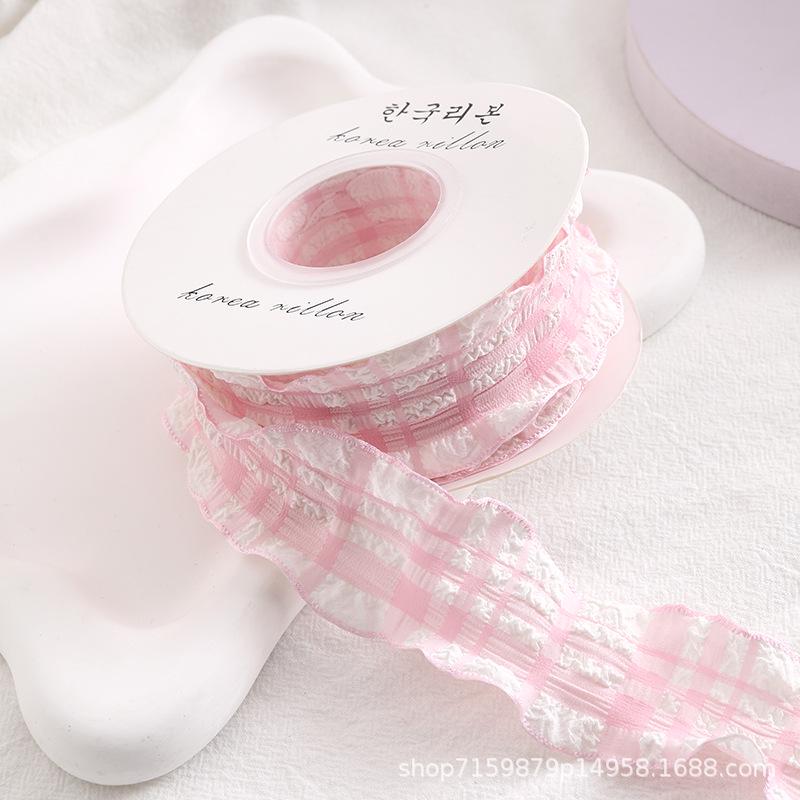 Lattice Pleated Elastic Linen Ribbon for Pre-Wedding Cake Box Wrapping - 2.5cm