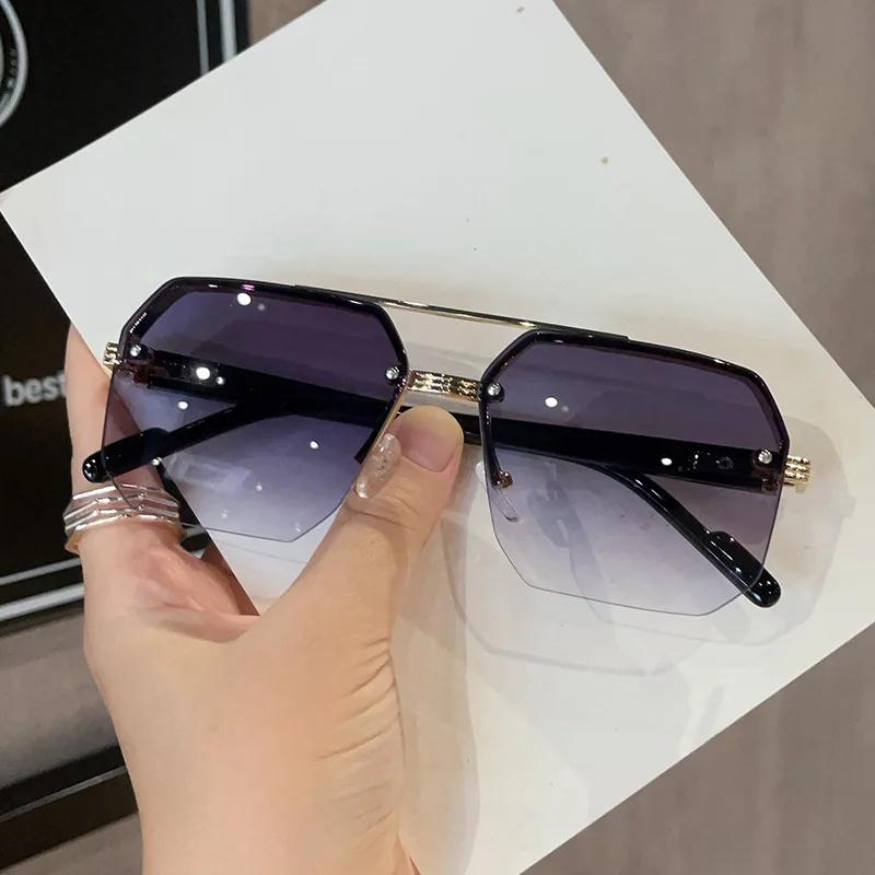 New Gradient Sunglasses for Men Fashion Metal Big Frame Sun Glasses Brand Design Luxury Lunette Eil Homme UV400 Eyewear