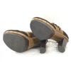 UGG Leder High-Heel Stiefeletten Sandalen 6/23.0 Braun(GEBRAUCHT)
