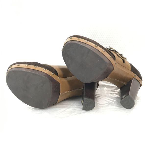 UGG Leder High-Heel Stiefeletten Sandalen 6/23.0 Braun(GEBRAUCHT)