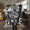 Santos FC Black White Vintage Collage Flannel Blanket Brazilian Football Club Print Throw Blanket Soccer Fan Bedroom Sofa Cover Mat