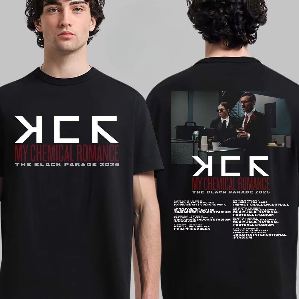 My Chemical Rounisexce The Black Parade Print Tee Red Chair Art Emo Rock Streetwear Casual Unisex