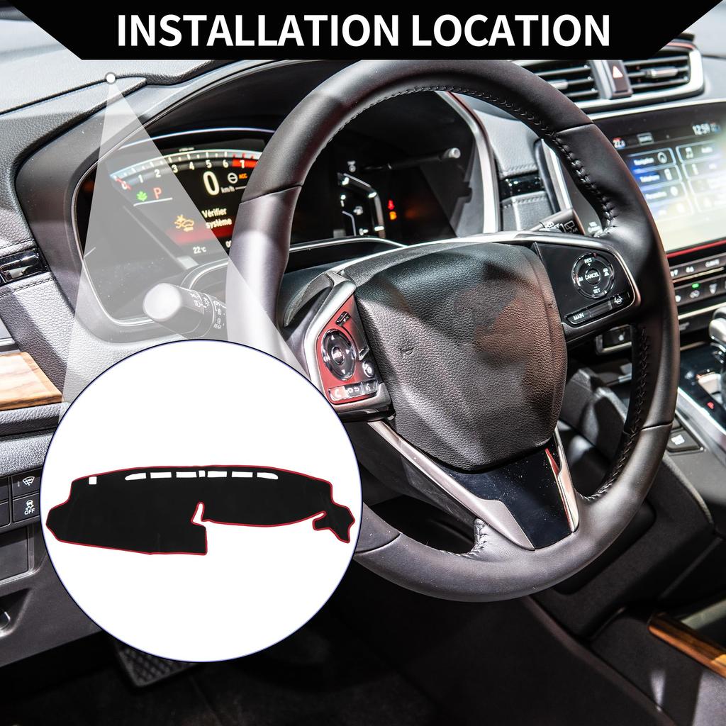 Hihaha Dashboard Mat for Honda Polyester Dash Cover with Sun and Scratch Protection Drive Only Custom Interior Parts Black with Red N-BOX JF3/JF4