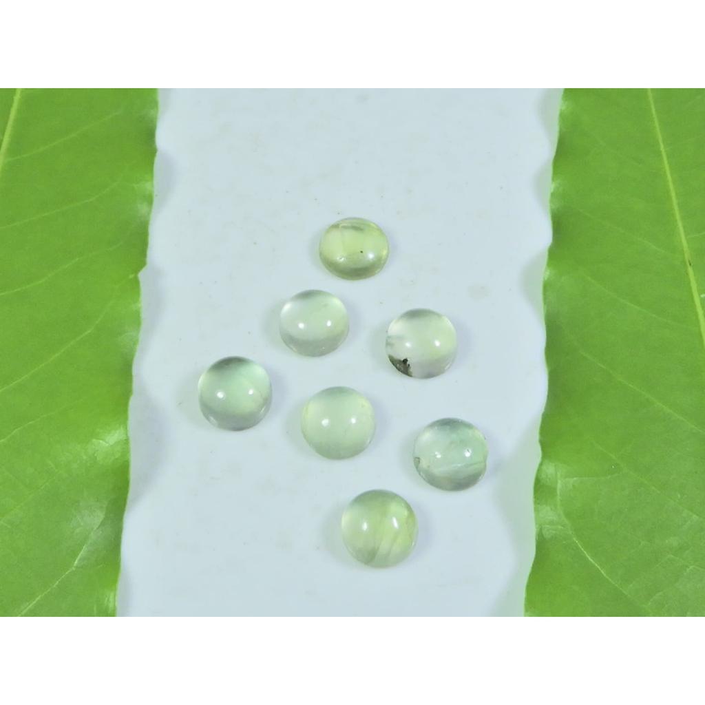 7 MM Natural Prehnite Round Cabochon Loose Gemstone 7 Pcs Lot A-263