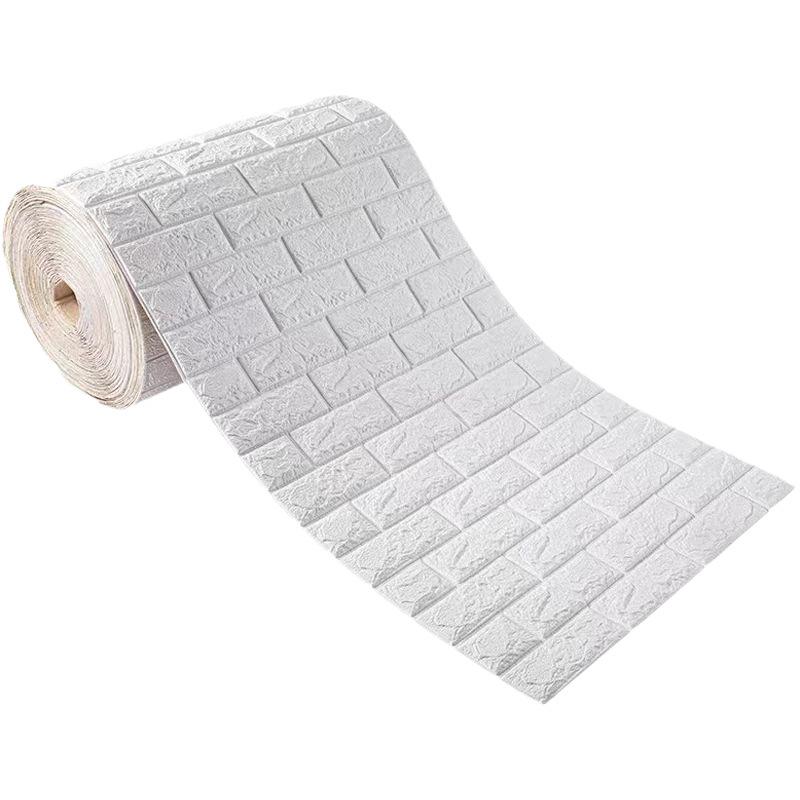 3D White Self-Adhesive Brick Pattern Foam Wallpaper - Large Seamless Decorative Stickers