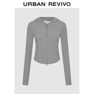 UR Women's Love Heart Bowknot Double Zipper Hooded Jacket