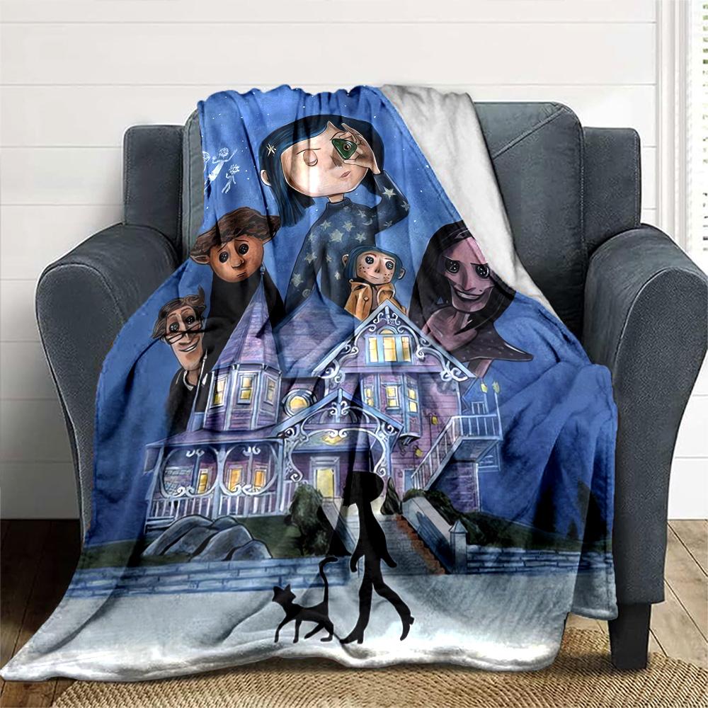 Moonlit Mansion Flannel Blanket Super Soft Warm Cozy Blanket For Sofa Bed Office Travel Allseason Home Decor Gift