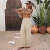 Combinaison pour femme 2026 Style ethnique Broderie couleur Taille haute Bretelles Sans manches