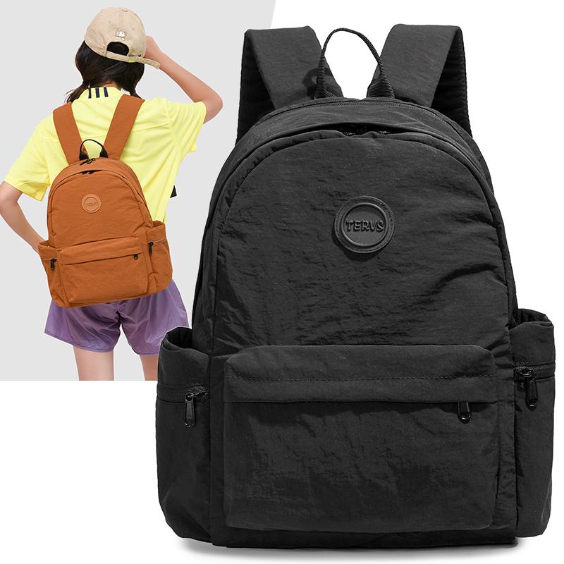 Outdoor Nylon Backpack Women Solid Color Backpack Student Schoolbag
