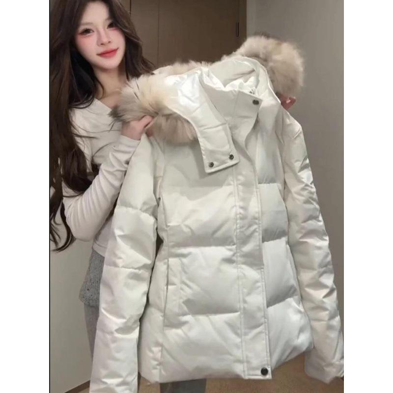 Super Good-looking Waist and Thin Cotton-padded Clothes for Women, Slim-fitting Big Fur-collared Cotton-padded Jackets In Winter, Small People, Thi