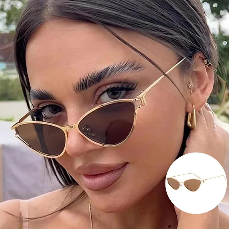 Women'S New Luxury Brand Metal Frame Sun Glasses Unisex Men'S Gradient Lens Shades Sunglasses Finished Outdoor