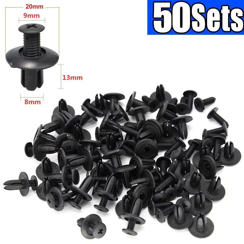 8mm Rivetti in Plastica Elementi di Fissaggio Vite Paraurti Auto Parafango Rivetto Nero Clip di Fissaggio Auto per Toyota Focus Kia Nissan Yamaha