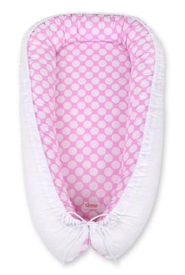 Baby Cocoon, Double-sided, Playpen, Swaddle, Premium BOBONO - Pink/white Rings